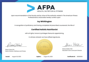 Ivy Whittington AFPA Nutition Certification